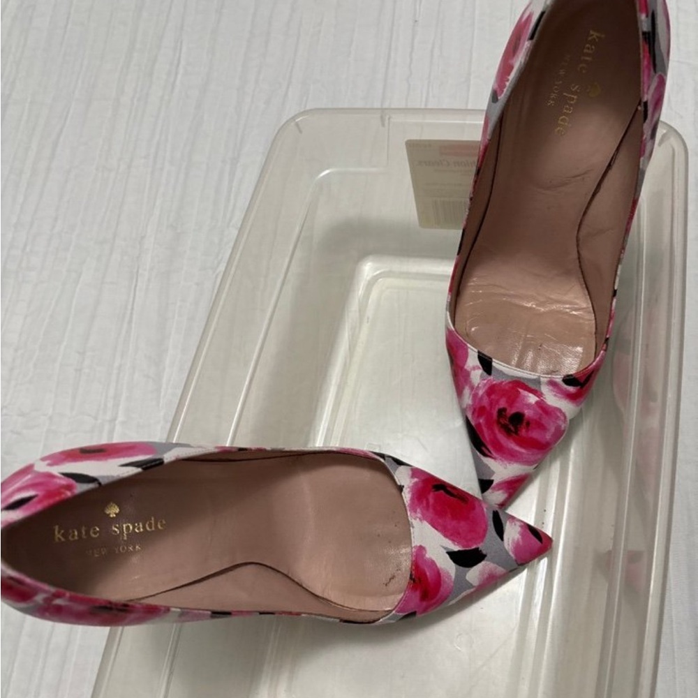 kate spade Pink & White Floral Pointed-Toe Heels